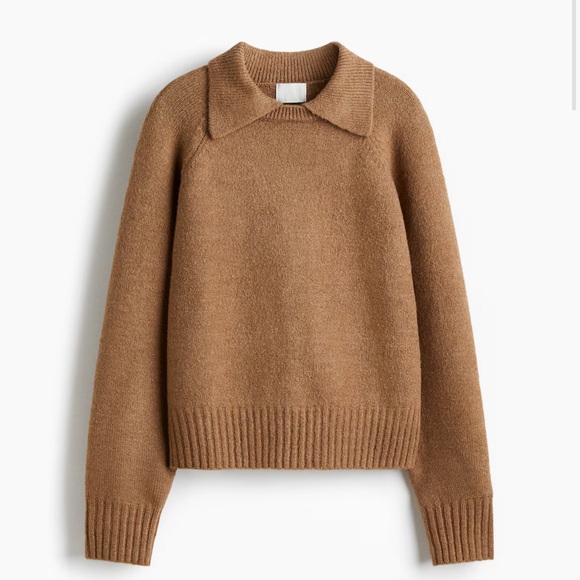 H&M sweater with collar dark beige - Picture 2 of 9